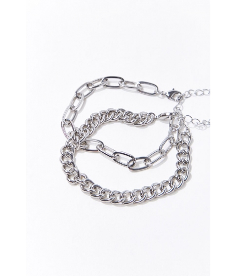 Bijuterii femei forever21 chunky chain bracelet set silver