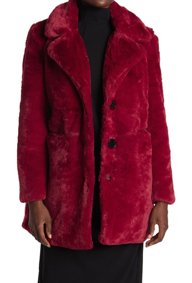 Imbracaminte femei sam edelman faux fur coat red