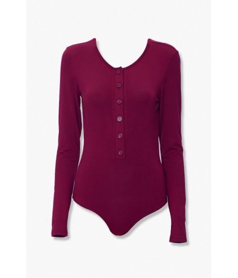 Imbracaminte femei forever21 button-front bodysuit burgundy