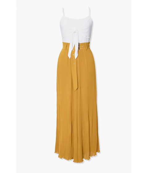 Imbracaminte femei forever21 knotted combo jumpsuit whitemustard