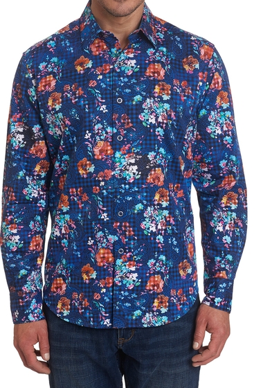 Imbracaminte barbati robert graham patterned grana classic fit long sleeve shirt cobalt