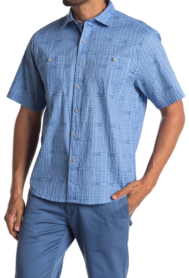 Imbracaminte barbati tommy bahama breeze block geo short sleeve seersucker shirt bengal blu