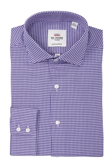 Imbracaminte barbati ben sherman houndstooth slim fit dress shirt purple