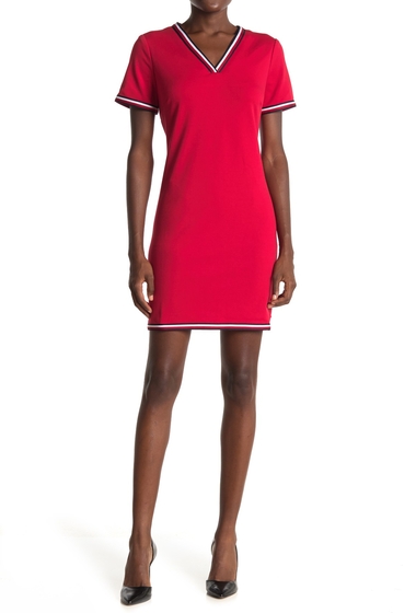 Imbracaminte femei tommy hilfiger global stripe v-neck mini dress scarlet