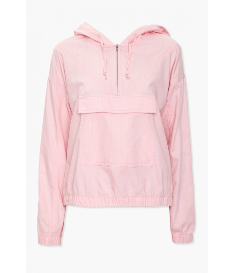 Imbracaminte femei forever21 half-zip hooded jacket pink