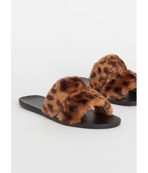 Incaltaminte femei cheapchic better furry up spotted slide sandals leopard