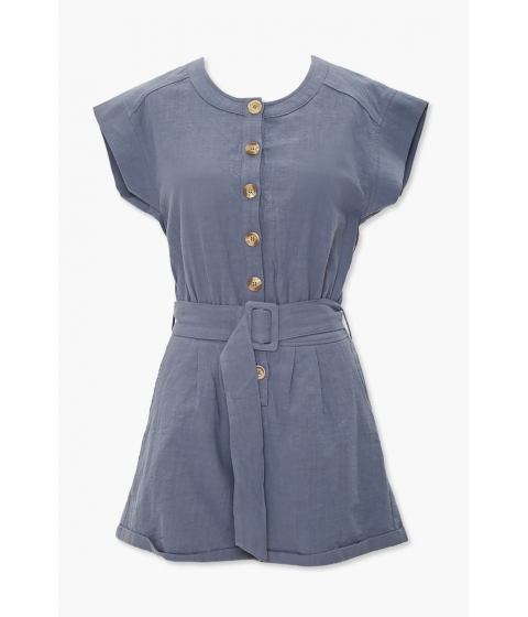 Imbracaminte femei forever21 belted button-front romper dusty blue