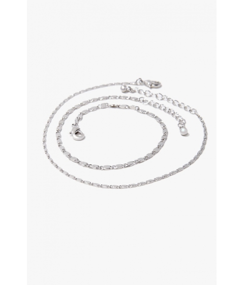 Bijuterii femei forever21 hammered chain anklet set silver
