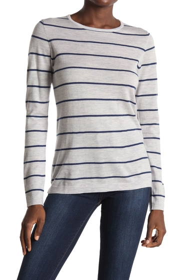 Imbracaminte femei kinross stripe print cashmere crew neck sweater grigioadriatic
