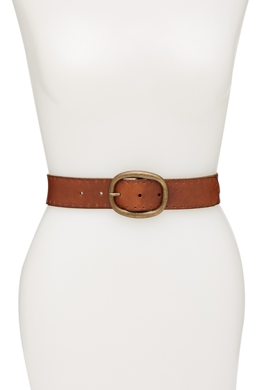 Accesorii femei frye perforated edge leather panel belt tan