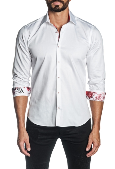 Imbracaminte barbati jared lang woven trim fit shirt white