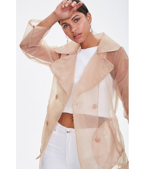 Imbracaminte femei forever21 double-breasted organza jacket taupe