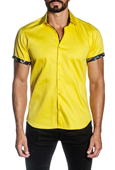 Imbracaminte barbati jared lang woven short sleeve trim fit shirt yellow