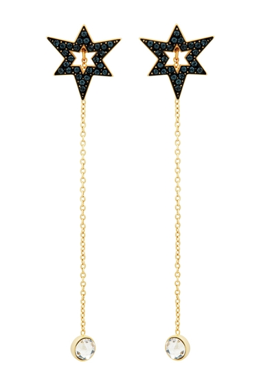 Bijuterii femei swarovski starburst crystal chain drop earrings black