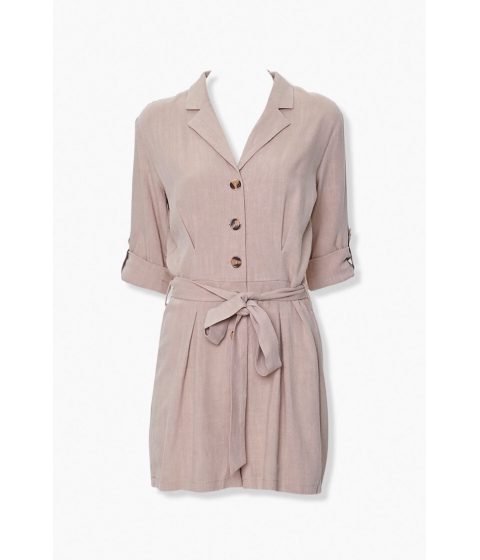 Imbracaminte femei forever21 linen-blend buttoned romper taupe