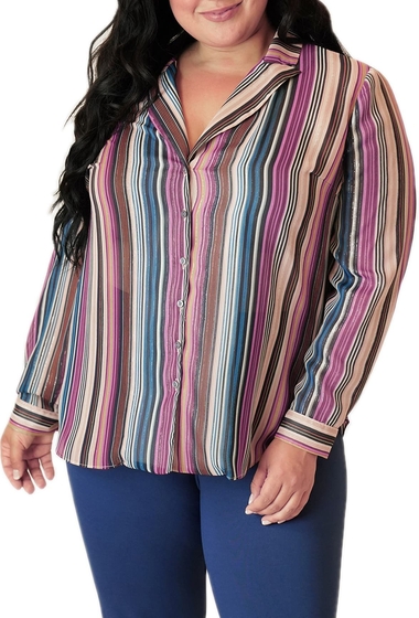 Imbracaminte femei maree pour toi striped button front blouse plus size berry