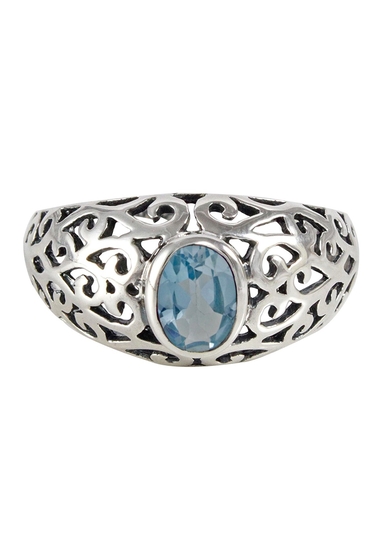 Bijuterii femei devata sterling silver bali filigree blue topaz ring silver-blue