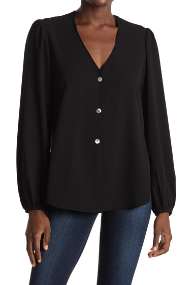 Imbracaminte femei fifteen twenty v-neck long sleeve button front blouse blk