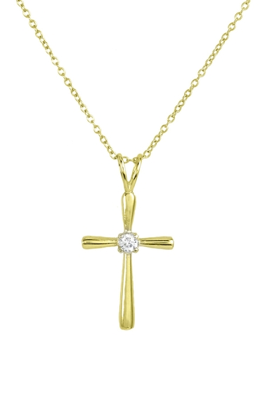 Bijuterii femei savvy cie 18k gold plated sterling silver cz cross pendant necklace no color