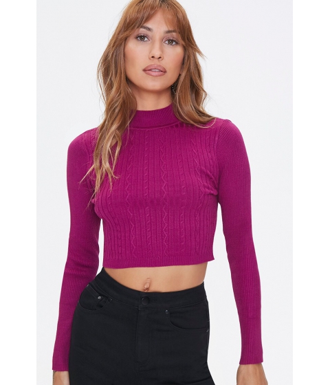 Imbracaminte femei forever21 cropped cable knit sweater magenta