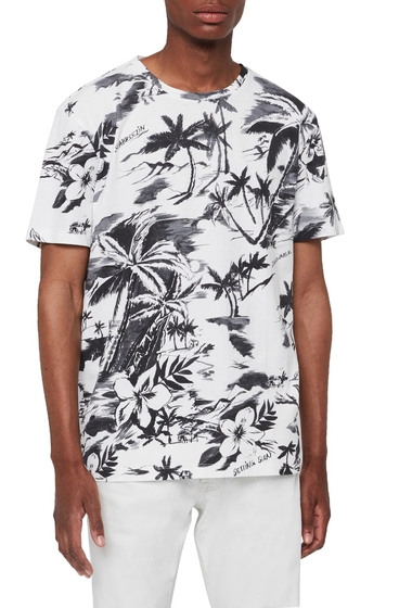 Imbracaminte barbati allsaints seabreeze tropical crew neck t-shirt optic whitegrey