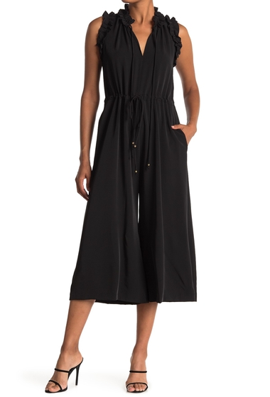 Imbracaminte femei taylor crepe ruffle sleeve mock jumpsuit black