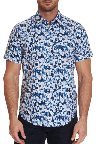 Imbracaminte barbati robert graham patterned roswell classic fit short sleeve woven shirt blue