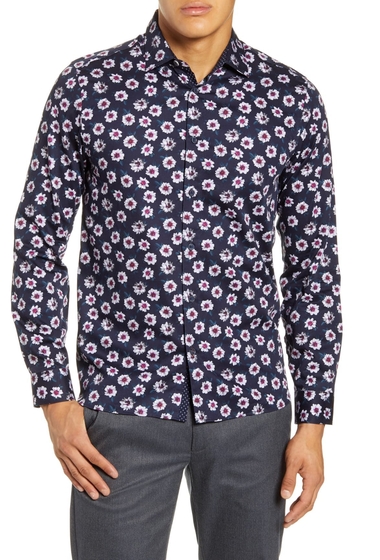 Imbracaminte barbati ted baker london wewill floral button-up shirt navy