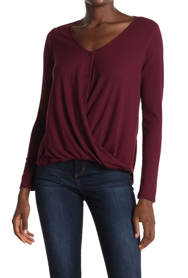 Imbracaminte femei white willow long sleeve textured button front top dark wine