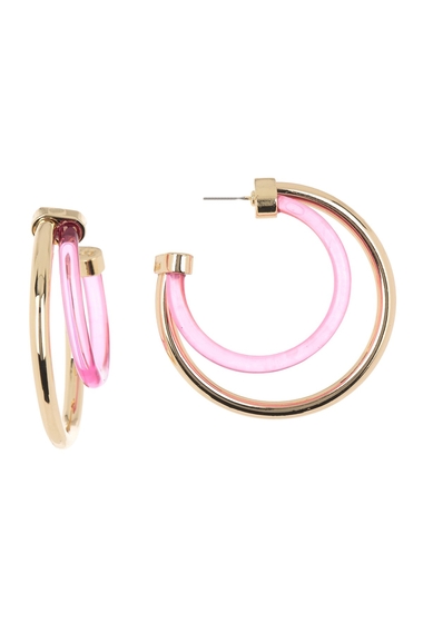 Bijuterii femei trina trina turk double resin metal open hoop earrings gold pl md pink