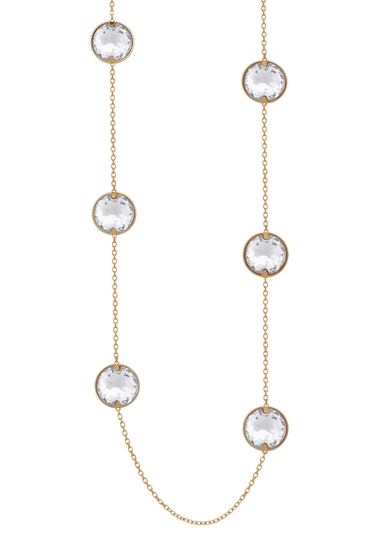 Bijuterii femei swarovski globe 18k rose gold bezel set crystal round station necklace metallic