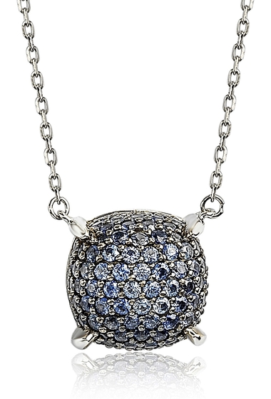Bijuterii femei suzy levian sterling silver pave sapphire diamond accent cluster pendant necklace blue