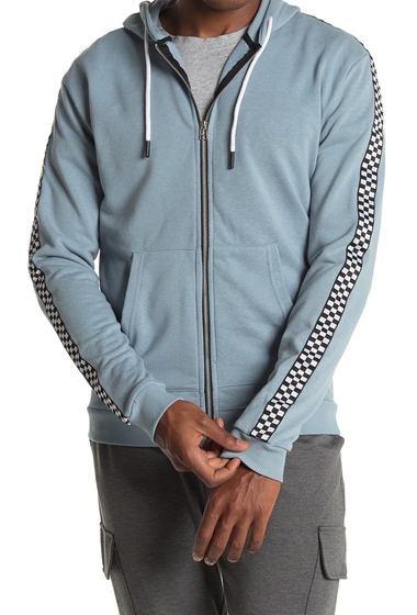 Imbracaminte barbati sovereign code king checkered trim zip hoodie light blue