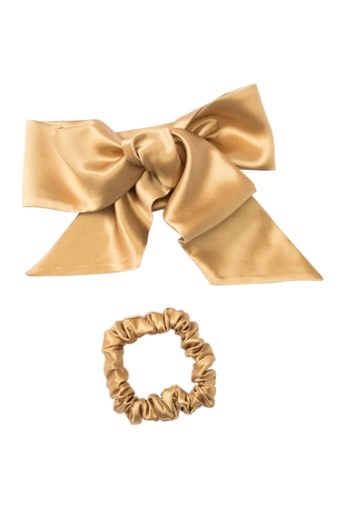 Accesorii femei slip for beauty sleep gold ribbon hair tie gold