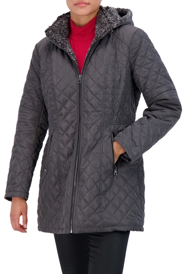 Imbracaminte femei sebby collection faux fur lined quilted jacket grey