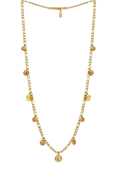 Bijuterii femei savvy cie 18k gold plated curb link coin necklace yellow