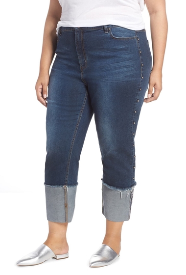 Imbracaminte femei rachel rachel roy straight leg studded cuff jeans plus size amuse wash