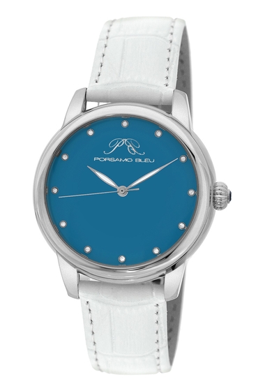 Ceasuri femei porsamo bleu womens gemma diamond genuine embossed leather watch 38mm - 006 ctw no color