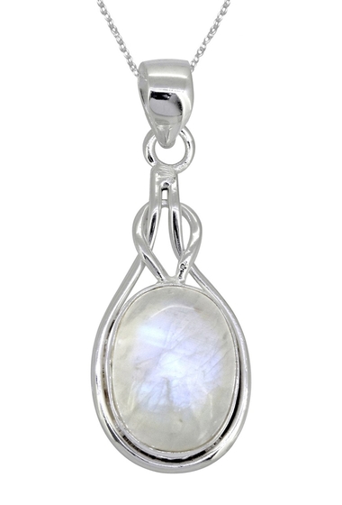 Bijuterii femei nitya rainbow moonstone sterling silver knot pendant with 18 chain blue