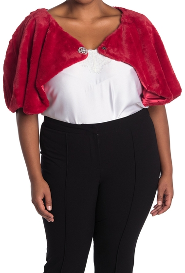 Imbracaminte femei nina leonard faux fur wrap plus size red