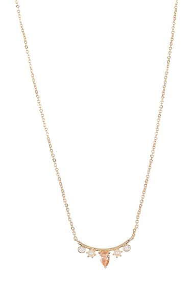 Bijuterii femei nordstrom rack cz imitation pearl curved bar pendant necklace clear- white- gold