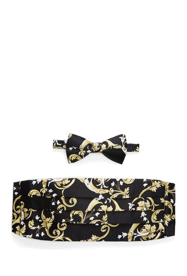 Michelsons Accesorii barbati michelson\'s baroque printed silk satin bow tie cummerbund blackgold