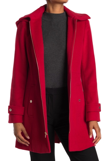Imbracaminte femei michael michael kors zip front wool blend hooded coat true red
