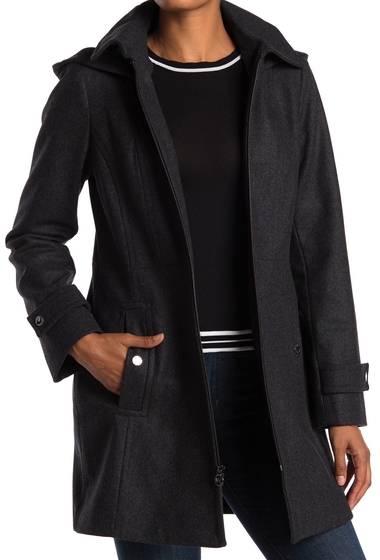 Imbracaminte femei michael michael kors zip front wool blend hooded coat charcoal