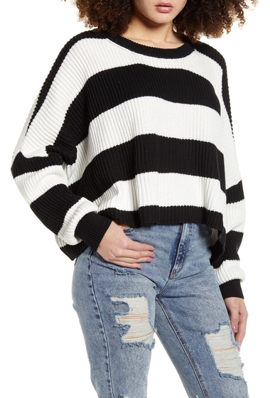 Imbracaminte femei lira clothing sahara crop sweater black stripe