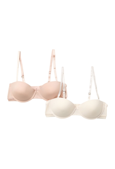 Imbracaminte femei jessica simpson shiny strapless micro bra - pack of 2 angel wing rose dust