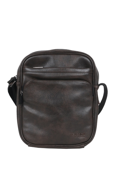 Genti barbati heritage travelware distressed grainy vegan leather single compartment top zip crossbody tablet bag brown