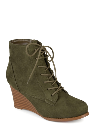 Incaltaminte femei journee collection magely lace-up wedge bootie olive