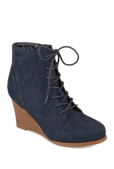Incaltaminte femei journee collection magely lace-up wedge bootie blue
