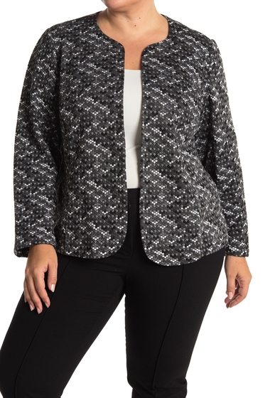 Imbracaminte femei grace elements long sleeve collarless jacket plus size black multi